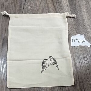 beek Cream Canvas Drawstring Bag with Bird Print